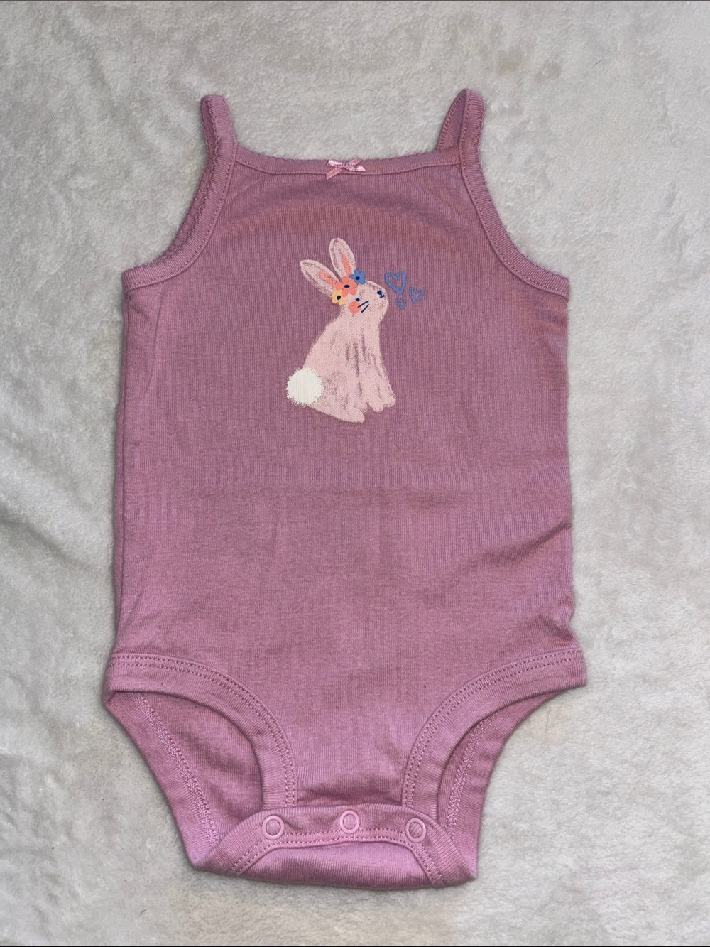 Carters Mauve Bunny Tank One-Piece Bodysuit for Girls